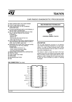 TDA7476 Datasheet PDF STMicroelectronics