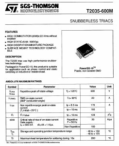 T2035-600M Datasheet PDF STMicroelectronics