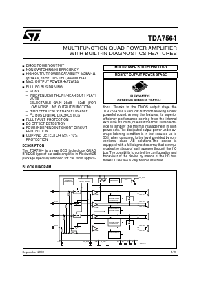 TDA7564 Datasheet PDF STMicroelectronics