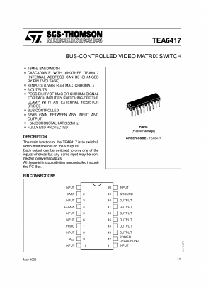 TEA6417 Datasheet PDF STMicroelectronics