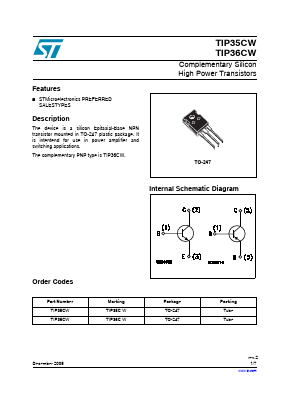 TIP36CW Datasheet PDF STMicroelectronics
