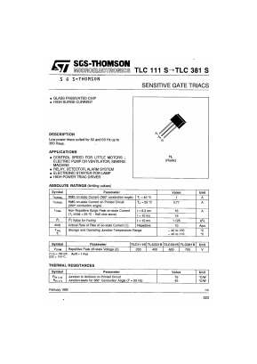 TLC111S Datasheet PDF STMicroelectronics