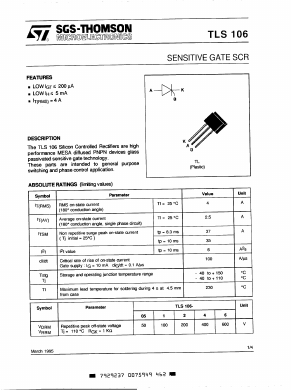 TLS106-05 Datasheet PDF STMicroelectronics