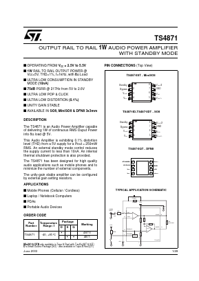 TS4871D Datasheet PDF STMicroelectronics