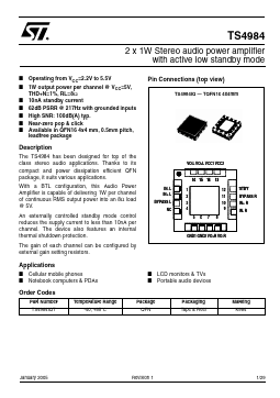 TS4984 Datasheet PDF STMicroelectronics