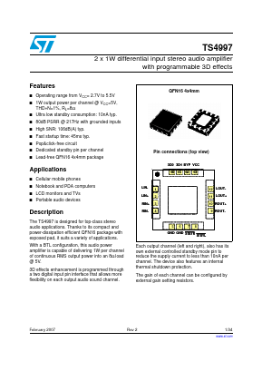 TS4997IQT Datasheet PDF STMicroelectronics