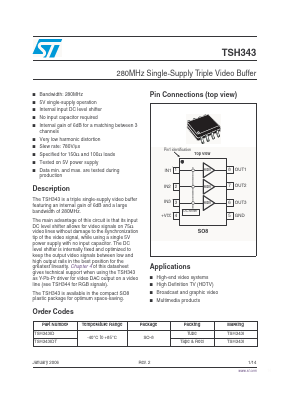 TSH343 Datasheet PDF STMicroelectronics