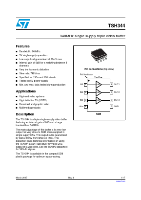 TSH344 Datasheet PDF STMicroelectronics