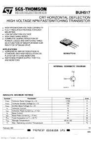 BUH517 Datasheet PDF STMicroelectronics