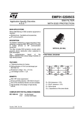 EMIF01-5250SC5 Datasheet PDF STMicroelectronics