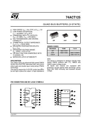 74ACT125 Datasheet PDF STMicroelectronics