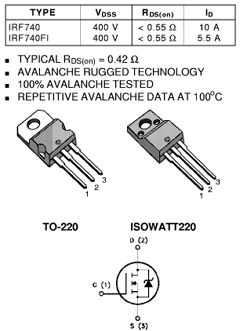 IRF740 Datasheet PDF STMicroelectronics