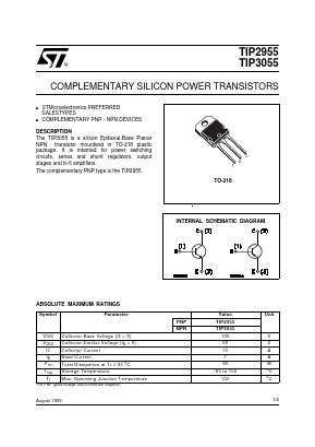 TIP2955 Datasheet PDF STMicroelectronics