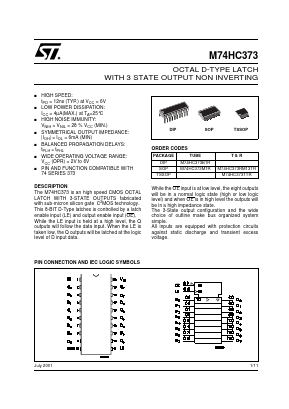 M74HC373 Datasheet PDF STMicroelectronics