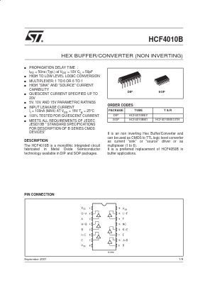 HCF4010M013TR Datasheet PDF STMicroelectronics