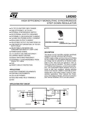 L6926D Datasheet PDF STMicroelectronics