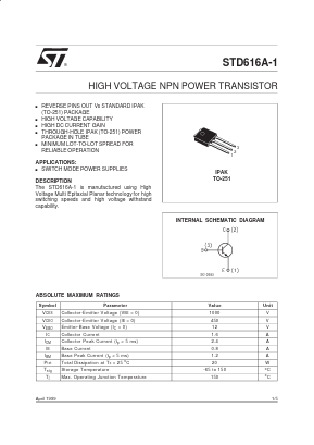 STD616A-1 Datasheet PDF STMicroelectronics