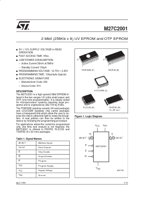 M27C2001-12XF1X Datasheet PDF STMicroelectronics