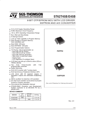 ST62P45BQ1 Datasheet PDF STMicroelectronics