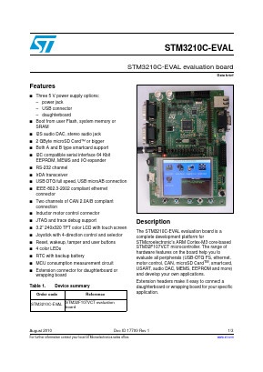 STM3210C-EVAL Datasheet PDF STMicroelectronics