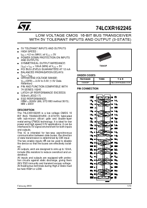 74LCXR162245TTR Datasheet PDF STMicroelectronics