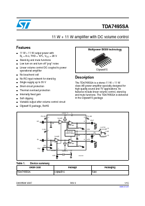 TDA7495SA Datasheet PDF STMicroelectronics