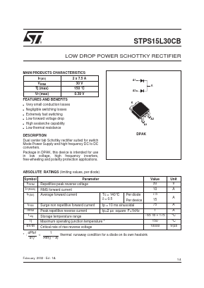 STPS15L30CB Datasheet PDF STMicroelectronics