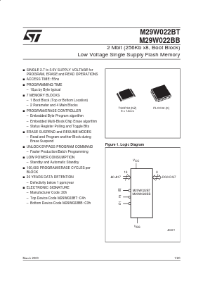 M29W022BT55NZ1 Datasheet PDF STMicroelectronics