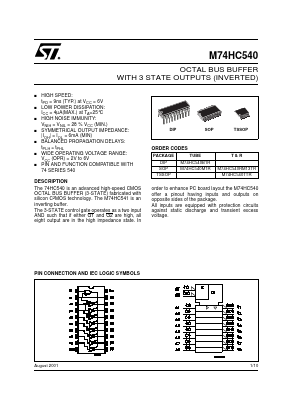 M74HC540M1R Datasheet PDF STMicroelectronics