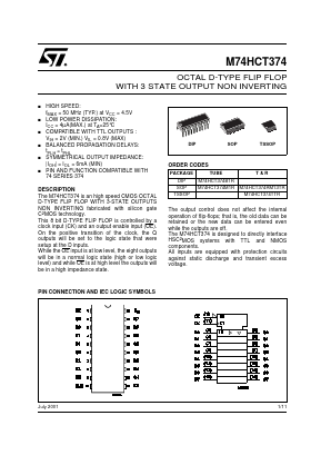 M74HCT374RM13TR Datasheet PDF STMicroelectronics