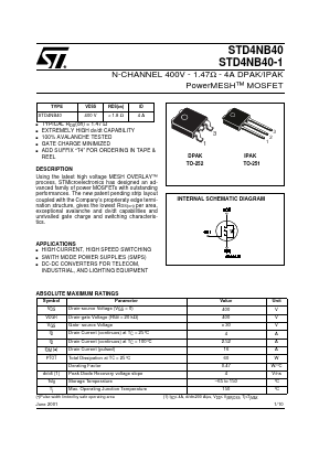 STD4NB40 Datasheet PDF STMicroelectronics
