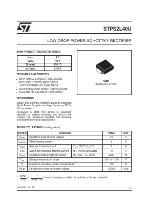 STPS2L40U Datasheet PDF STMicroelectronics