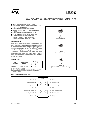 LM2902 Datasheet PDF STMicroelectronics