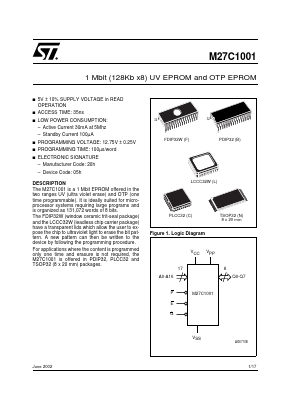 M27C1001-20XB3X Datasheet PDF STMicroelectronics