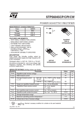 STPS6045CW Datasheet PDF STMicroelectronics