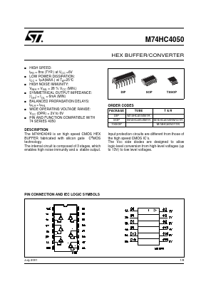 M74HC4050RM13TR Datasheet PDF STMicroelectronics