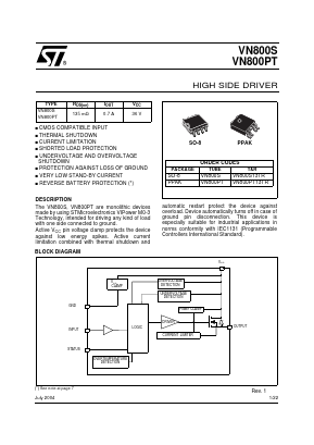 VN800PT13TR Datasheet PDF STMicroelectronics