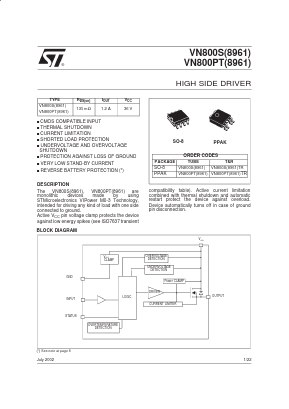 VN800PT-8961TR Datasheet PDF STMicroelectronics