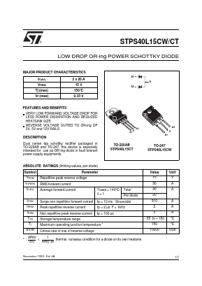 STPS40L15CW Datasheet PDF STMicroelectronics