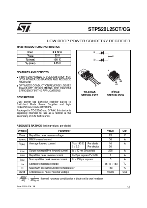 STPS20L25CG Datasheet PDF STMicroelectronics