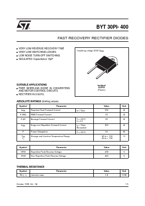 BYT30PI-400 Datasheet PDF STMicroelectronics