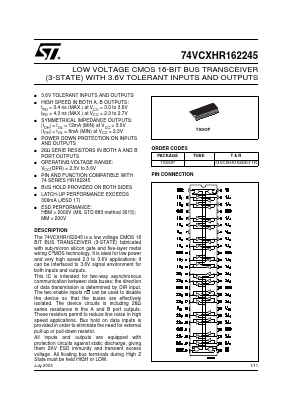 74VCXHR162245TTR Datasheet PDF STMicroelectronics