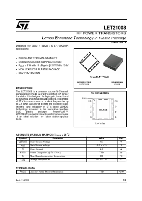 LET21008 Datasheet PDF STMicroelectronics