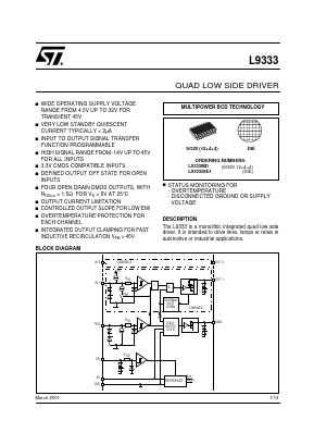 L9333DIE1 Datasheet PDF STMicroelectronics