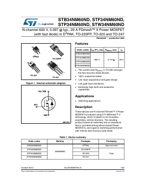 STP34NM60ND Datasheet PDF STMicroelectronics