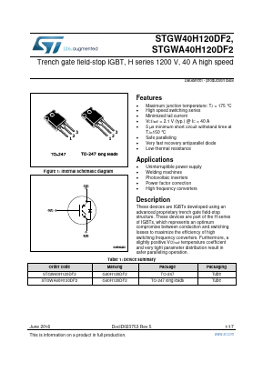 G40H120DF2 Datasheet PDF STMicroelectronics