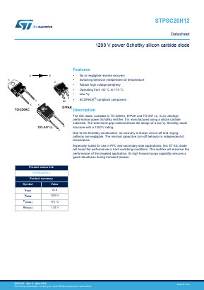 STPSC20H12 Datasheet PDF STMicroelectronics