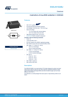 ESDLIN1524BJ Datasheet PDF STMicroelectronics