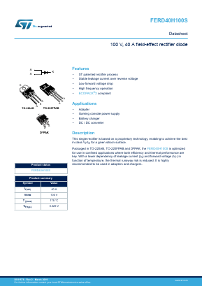 FERD40H100S Datasheet PDF STMicroelectronics