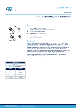 STPSC10H12D Datasheet PDF STMicroelectronics